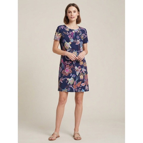 MSK Dresses & Skirts - MSK Petite PL Womens Short Sleeve Paisley Shift Dress Stretch Bohemian Botanical